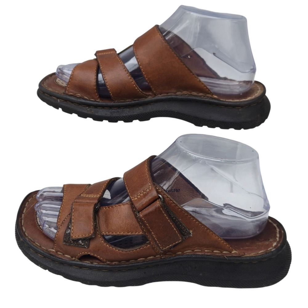Born Slide Sandals Mens 7 Brown Leather Adjustable Straps W-5707 Comfort Outdoor